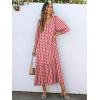 imageANRABESS Boho Maxi Dresses for Women Summer Puff Sleeve V Neck Flowy Long Casual Dress with Pockets 2025 Vacation OutfitsFloral Red