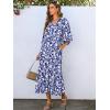 imageANRABESS Boho Maxi Dresses for Women Summer Puff Sleeve V Neck Flowy Long Casual Dress with Pockets 2025 Vacation OutfitsFloral White