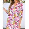 imageANRABESS Boho Maxi Dresses for Women Summer Puff Sleeve V Neck Flowy Long Casual Dress with Pockets 2025 Vacation OutfitsFloral Yellow Pink