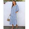 imageANRABESS Boho Maxi Dresses for Women Summer Puff Sleeve V Neck Flowy Long Casual Dress with Pockets 2025 Vacation OutfitsStriped Blue