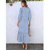 imageANRABESS Boho Maxi Dresses for Women Summer Puff Sleeve V Neck Flowy Long Casual Dress with Pockets 2025 Vacation OutfitsStriped Blue
