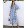 imageANRABESS Boho Maxi Dresses for Women Summer Puff Sleeve V Neck Flowy Long Casual Dress with Pockets 2025 Vacation OutfitsStriped Blue