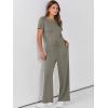 imageANRABESS Jumpsuits for Women Casual Summer 2025 Short Sleeve Loose Wide leg Pants Dressy Romper Jumpers One Piece OutfitsArmy Green