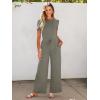 imageANRABESS Jumpsuits for Women Casual Summer 2025 Short Sleeve Loose Wide leg Pants Dressy Romper Jumpers One Piece OutfitsArmy Green