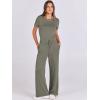 imageANRABESS Jumpsuits for Women Casual Summer 2025 Short Sleeve Loose Wide leg Pants Dressy Romper Jumpers One Piece OutfitsArmy Green