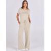 imageANRABESS Jumpsuits for Women Casual Summer 2025 Short Sleeve Loose Wide leg Pants Dressy Romper Jumpers One Piece OutfitsBeige