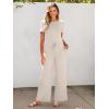 imageANRABESS Jumpsuits for Women Casual Summer 2025 Short Sleeve Loose Wide leg Pants Dressy Romper Jumpers One Piece OutfitsBeige