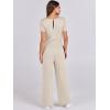 imageANRABESS Jumpsuits for Women Casual Summer 2025 Short Sleeve Loose Wide leg Pants Dressy Romper Jumpers One Piece OutfitsBeige