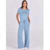 imageANRABESS Jumpsuits for Women Casual Summer 2025 Short Sleeve Loose Wide leg Pants Dressy Romper Jumpers One Piece OutfitsBlue