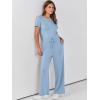 imageANRABESS Jumpsuits for Women Casual Summer 2025 Short Sleeve Loose Wide leg Pants Dressy Romper Jumpers One Piece OutfitsBlue