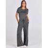 imageANRABESS Jumpsuits for Women Casual Summer 2025 Short Sleeve Loose Wide leg Pants Dressy Romper Jumpers One Piece OutfitsDeep Gray