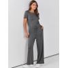 imageANRABESS Jumpsuits for Women Casual Summer 2025 Short Sleeve Loose Wide leg Pants Dressy Romper Jumpers One Piece OutfitsDeep Gray