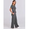 imageANRABESS Jumpsuits for Women Casual Summer 2025 Short Sleeve Loose Wide leg Pants Dressy Romper Jumpers One Piece OutfitsDeep Gray