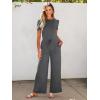 imageANRABESS Jumpsuits for Women Casual Summer 2025 Short Sleeve Loose Wide leg Pants Dressy Romper Jumpers One Piece OutfitsDeep Gray