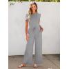 imageANRABESS Jumpsuits for Women Casual Summer 2025 Short Sleeve Loose Wide leg Pants Dressy Romper Jumpers One Piece OutfitsLight Gray