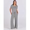 imageANRABESS Jumpsuits for Women Casual Summer 2025 Short Sleeve Loose Wide leg Pants Dressy Romper Jumpers One Piece OutfitsLight Gray