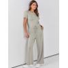 imageANRABESS Jumpsuits for Women Casual Summer 2025 Short Sleeve Loose Wide leg Pants Dressy Romper Jumpers One Piece OutfitsLight Khaki