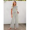 imageANRABESS Jumpsuits for Women Casual Summer 2025 Short Sleeve Loose Wide leg Pants Dressy Romper Jumpers One Piece OutfitsLight Khaki
