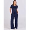 imageANRABESS Jumpsuits for Women Casual Summer 2025 Short Sleeve Loose Wide leg Pants Dressy Romper Jumpers One Piece OutfitsNavy Blue