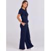 imageANRABESS Jumpsuits for Women Casual Summer 2025 Short Sleeve Loose Wide leg Pants Dressy Romper Jumpers One Piece OutfitsNavy Blue