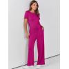 imageANRABESS Jumpsuits for Women Casual Summer 2025 Short Sleeve Loose Wide leg Pants Dressy Romper Jumpers One Piece OutfitsRose