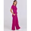 imageANRABESS Jumpsuits for Women Casual Summer 2025 Short Sleeve Loose Wide leg Pants Dressy Romper Jumpers One Piece OutfitsRose