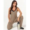 imageANRABESS Jumpsuits for Women Casual Summer Overalls Sleeveless Spaghetti Strap Romper Jumpers Trendy Beach Vacation OutfitsLight Brown  Khaki