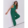 imageANRABESS Jumpsuits for Women Casual Summer Sleeveless 2025 Romper One Piece Outfit Active Workout Lounge Jumpsuits Pockets Green Small