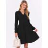 imageANRABESS Long Sleeve Dress for Women V Neck 2025 Fall Casual Ribbed Knit Flowy Swing Short Sweater Dresses with PocketsBlack