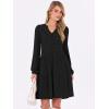 imageANRABESS Long Sleeve Dress for Women V Neck 2025 Fall Casual Ribbed Knit Flowy Swing Short Sweater Dresses with PocketsBlack