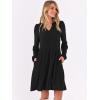 imageANRABESS Long Sleeve Dress for Women V Neck 2025 Fall Casual Ribbed Knit Flowy Swing Short Sweater Dresses with PocketsBlack