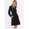 imageANRABESS Long Sleeve Dress for Women V Neck 2025 Fall Casual Ribbed Knit Flowy Swing Short Sweater Dresses with PocketsBlack