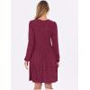 imageANRABESS Long Sleeve Dress for Women V Neck 2025 Fall Casual Ribbed Knit Flowy Swing Short Sweater Dresses with PocketsBurgundy
