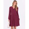 imageANRABESS Long Sleeve Dress for Women V Neck 2025 Fall Casual Ribbed Knit Flowy Swing Short Sweater Dresses with PocketsBurgundy