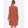 imageANRABESS Long Sleeve Dress for Women V Neck 2025 Fall Casual Ribbed Knit Flowy Swing Short Sweater Dresses with PocketsBurnt Orange
