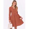 imageANRABESS Long Sleeve Dress for Women V Neck 2025 Fall Casual Ribbed Knit Flowy Swing Short Sweater Dresses with PocketsBurnt Orange