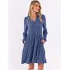 imageANRABESS Long Sleeve Dress for Women V Neck 2025 Fall Casual Ribbed Knit Flowy Swing Short Sweater Dresses with PocketsDark Blue