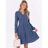 imageANRABESS Long Sleeve Dress for Women V Neck 2025 Fall Casual Ribbed Knit Flowy Swing Short Sweater Dresses with PocketsDark Blue