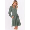 imageANRABESS Long Sleeve Dress for Women V Neck 2025 Fall Casual Ribbed Knit Flowy Swing Short Sweater Dresses with PocketsGrey Green