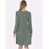 imageANRABESS Long Sleeve Dress for Women V Neck 2025 Fall Casual Ribbed Knit Flowy Swing Short Sweater Dresses with PocketsGrey Green