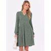 imageANRABESS Long Sleeve Dress for Women V Neck 2025 Fall Casual Ribbed Knit Flowy Swing Short Sweater Dresses with PocketsGrey Green
