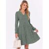 imageANRABESS Long Sleeve Dress for Women V Neck 2025 Fall Casual Ribbed Knit Flowy Swing Short Sweater Dresses with PocketsGrey Green