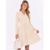 imageANRABESS Long Sleeve Dress for Women V Neck 2025 Fall Casual Ribbed Knit Flowy Swing Short Sweater Dresses with PocketsLight Khaki