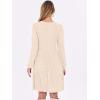 imageANRABESS Long Sleeve Dress for Women V Neck 2025 Fall Casual Ribbed Knit Flowy Swing Short Sweater Dresses with PocketsLight Khaki