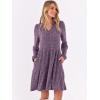 imageANRABESS Long Sleeve Dress for Women V Neck 2025 Fall Casual Ribbed Knit Flowy Swing Short Sweater Dresses with PocketsPurple