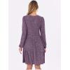 imageANRABESS Long Sleeve Dress for Women V Neck 2025 Fall Casual Ribbed Knit Flowy Swing Short Sweater Dresses with PocketsPurple