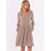 imageANRABESS Long Sleeve Dress for Women V Neck 2025 Fall Casual Ribbed Knit Flowy Swing Short Sweater Dresses with PocketsTan