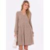 imageANRABESS Long Sleeve Dress for Women V Neck 2025 Fall Casual Ribbed Knit Flowy Swing Short Sweater Dresses with PocketsTan