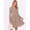 imageANRABESS Long Sleeve Dress for Women V Neck 2025 Fall Casual Ribbed Knit Flowy Swing Short Sweater Dresses with PocketsTan