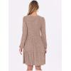 imageANRABESS Long Sleeve Dress for Women V Neck 2025 Fall Casual Ribbed Knit Flowy Swing Short Sweater Dresses with PocketsTan